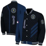 milwaukee brewers triple side stripes navy blue black varsity jacket best selling