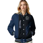 milwaukee brewers triple side stripes navy blue black varsity jacket best selling