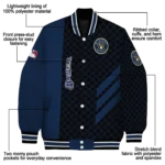 milwaukee brewers triple side stripes navy blue black varsity jacket best selling