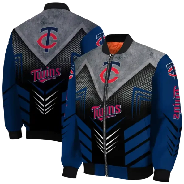 minnesota twins arrow layer navy black bomber jacket fashion forward