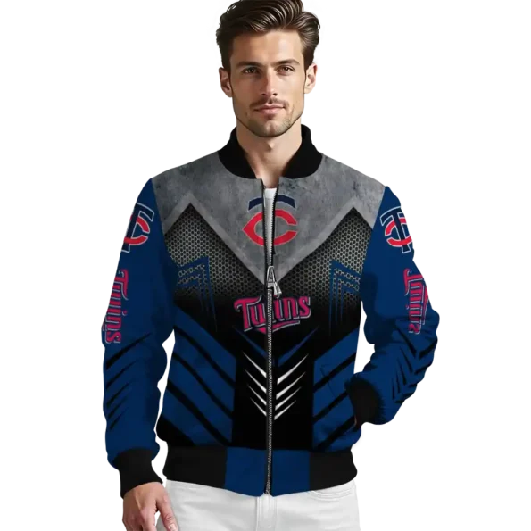 minnesota twins arrow layer navy black bomber jacket high quality