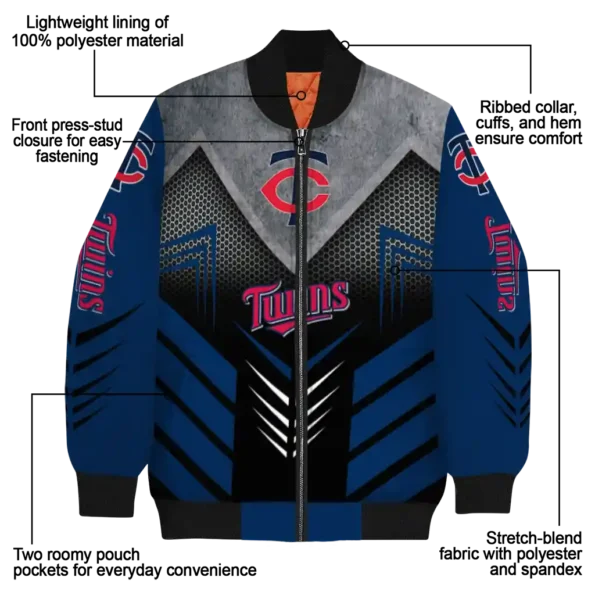 minnesota twins arrow layer navy black bomber jacket new arrival