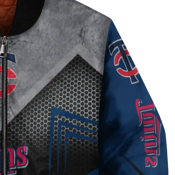minnesota twins arrow layer navy black bomber jacket premium grade