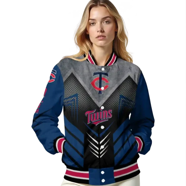 minnesota twins arrow layer navy black varsity jacket latest model