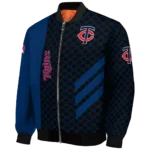 minnesota twins triple side stripes navy black bomber jacket best selling