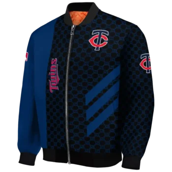 minnesota twins triple side stripes navy black bomber jacket best selling