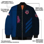 minnesota twins triple side stripes navy black bomber jacket best selling