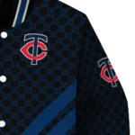 minnesota twins triple side stripes navy black varsity jacket best selling
