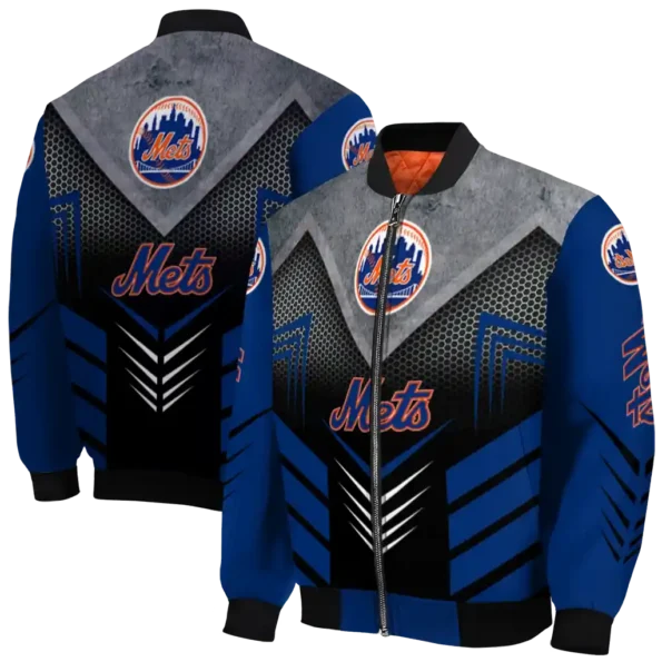 new york mets arrow layer blue black bomber jacket fashion forward