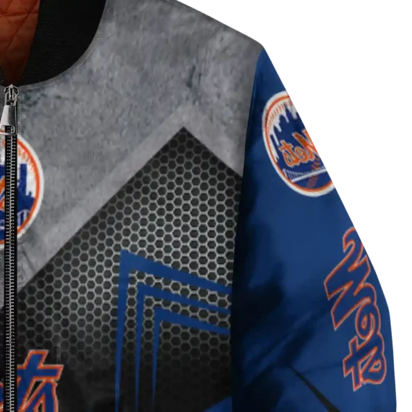 new york mets arrow layer blue black bomber jacket premium grade