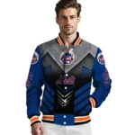 new york mets arrow layer blue black varsity jacket best selling