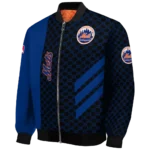 new york mets triple side stripes blue black bomber jacket best selling