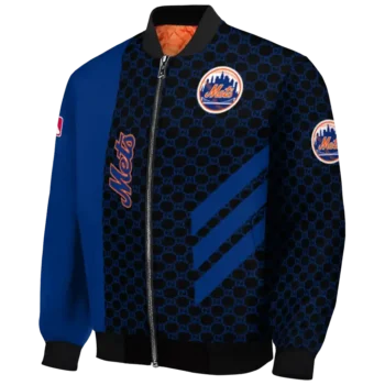new york mets triple side stripes blue black bomber jacket best selling