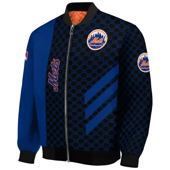 new york mets triple side stripes blue black bomber jacket best selling