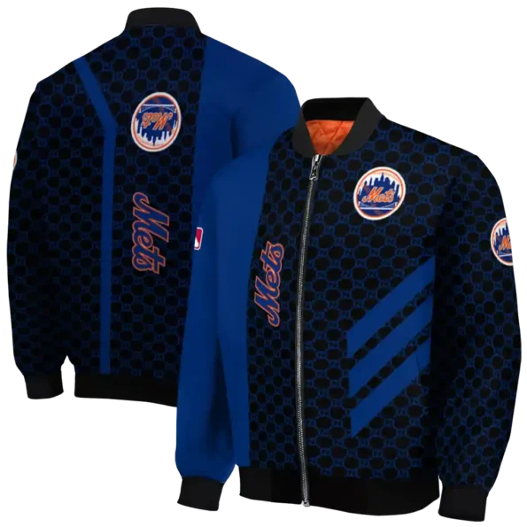 new york mets triple side stripes blue black bomber jacket fashion forward
