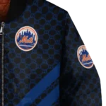 new york mets triple side stripes blue black bomber jacket best selling