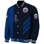 new york mets triple side stripes blue black varsity jacket best selling
