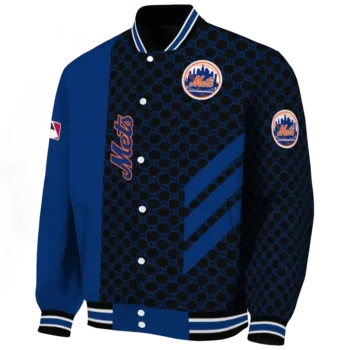 new york mets triple side stripes blue black varsity jacket best selling