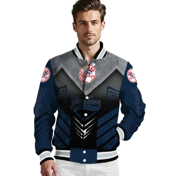 new york yankees arrow layer navy black varsity jacket high quality
