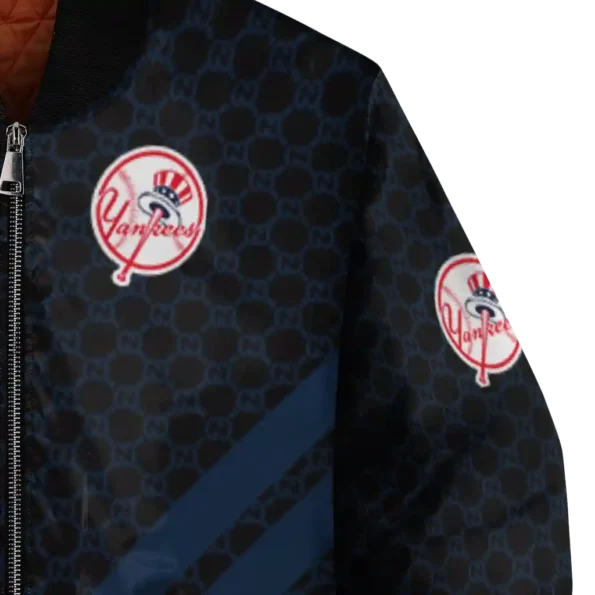new york yankees triple side stripes navy black bomber jacket premium grade