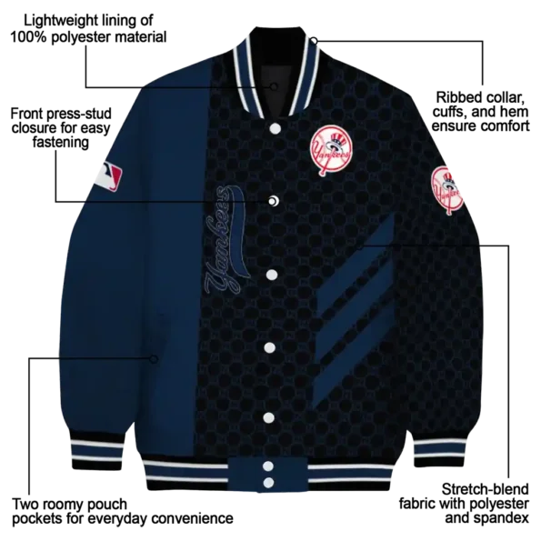 new york yankees triple side stripes navy black varsity jacket new arrival