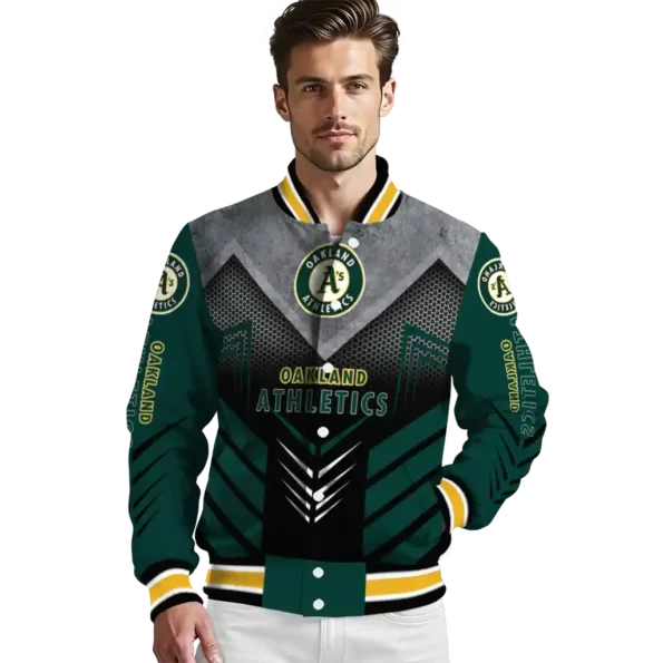 oakland athletics arrow layer green black varsity jacket high quality