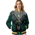 oakland athletics arrow layer green black varsity jacket best selling