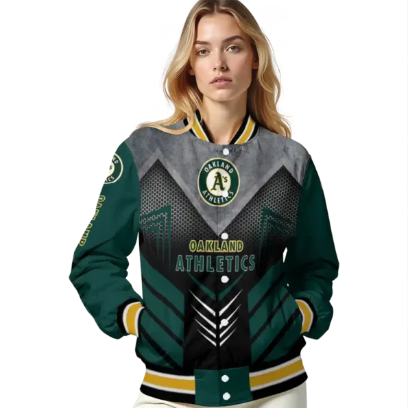 oakland athletics arrow layer green black varsity jacket latest model