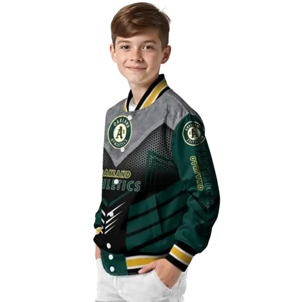 oakland athletics arrow layer green black varsity jacket trendy