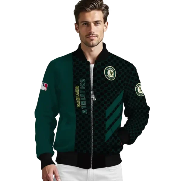 oakland athletics triple side stripes green black bomber jacket high quality