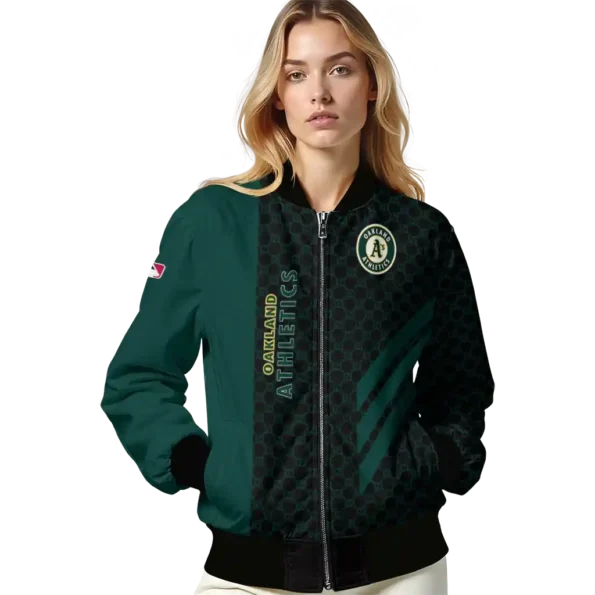 oakland athletics triple side stripes green black bomber jacket latest model