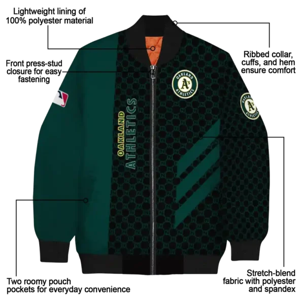 oakland athletics triple side stripes green black bomber jacket new arrival