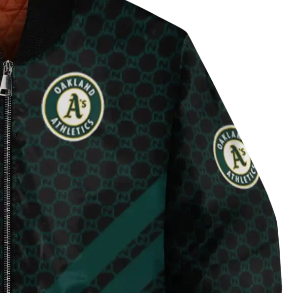 oakland athletics triple side stripes green black bomber jacket premium grade