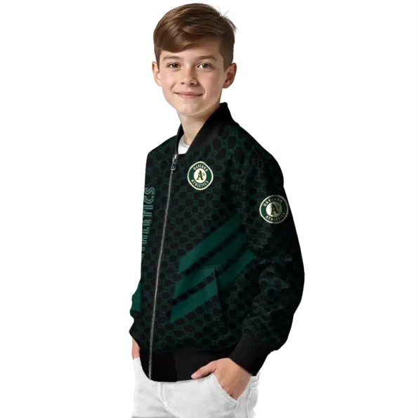 oakland athletics triple side stripes green black bomber jacket trendy