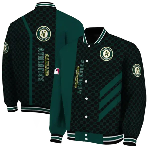 oakland athletics triple side stripes green black varsity jacket fashion forward