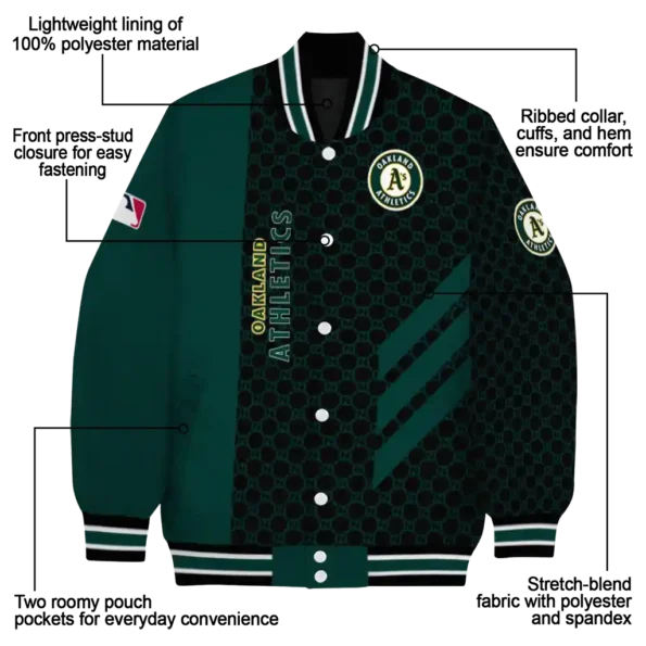 oakland athletics triple side stripes green black varsity jacket new arrival