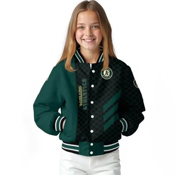 oakland athletics triple side stripes green black varsity jacket top rated
