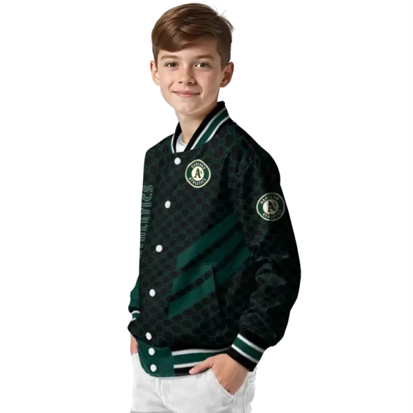 oakland athletics triple side stripes green black varsity jacket trendy