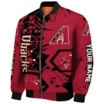 personalized arizona diamondbacks hexagon cluster red black bomber jacket best selling.webp