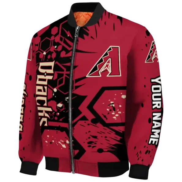 personalized arizona diamondbacks hexagon cluster red black bomber jacket best selling.webp
