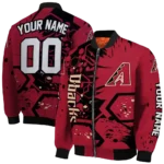 personalized arizona diamondbacks hexagon cluster red black bomber jacket best selling.webp
