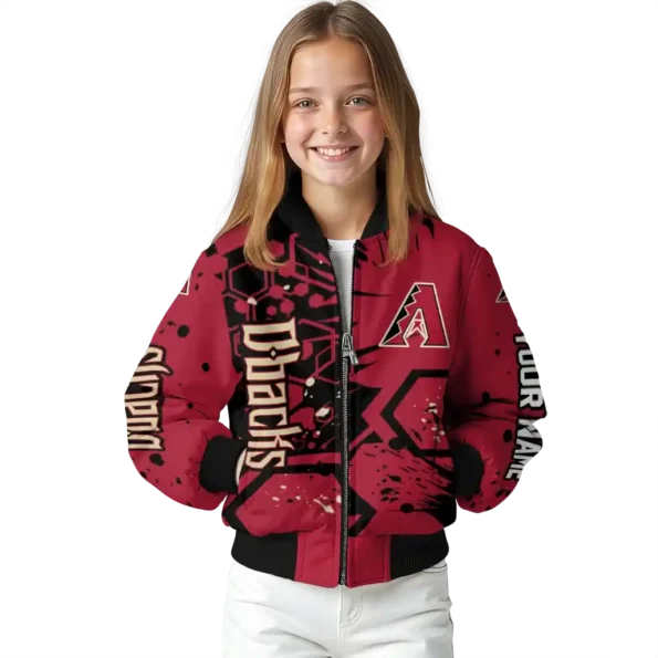 personalized arizona diamondbacks hexagon cluster red black bomber jacket top rated.webp