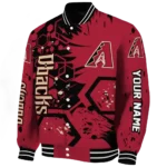 personalized arizona diamondbacks hexagon cluster red black varsity jacket best selling