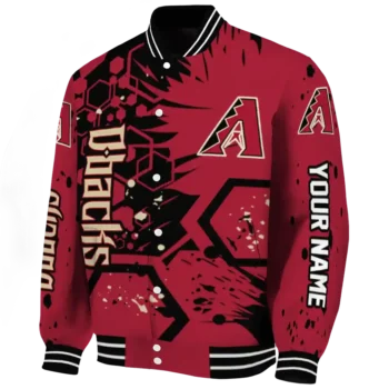 personalized arizona diamondbacks hexagon cluster red black varsity jacket best selling