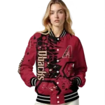 personalized arizona diamondbacks hexagon cluster red black varsity jacket best selling