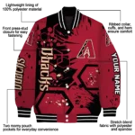 personalized arizona diamondbacks hexagon cluster red black varsity jacket best selling