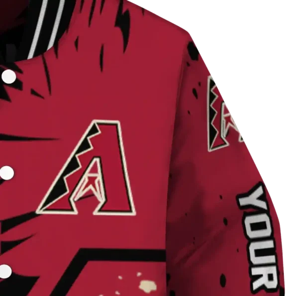 personalized arizona diamondbacks hexagon cluster red black varsity jacket premium grade