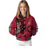 personalized arizona diamondbacks hexagon cluster red black varsity jacket best selling