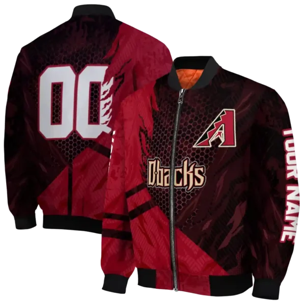 personalized arizona diamondbacks hexagon mesh red black bomber jacket fashion forward.webp