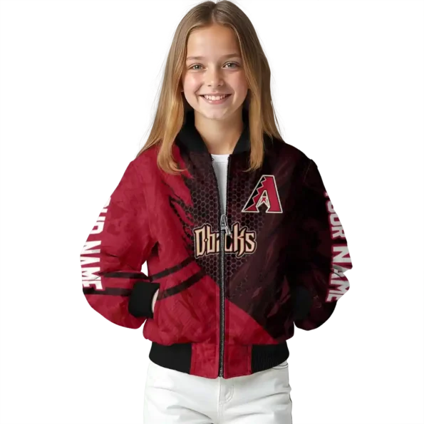 personalized arizona diamondbacks hexagon mesh red black bomber jacket top rated.webp